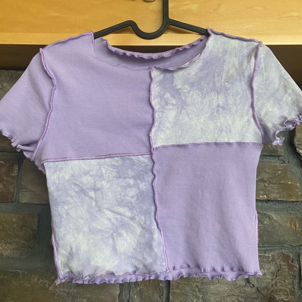 Purple patchwork crop top
